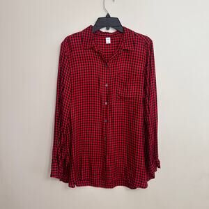 Old Navy Buffalo Plaid Shirt Red Black Size Large Lightweight Button Front